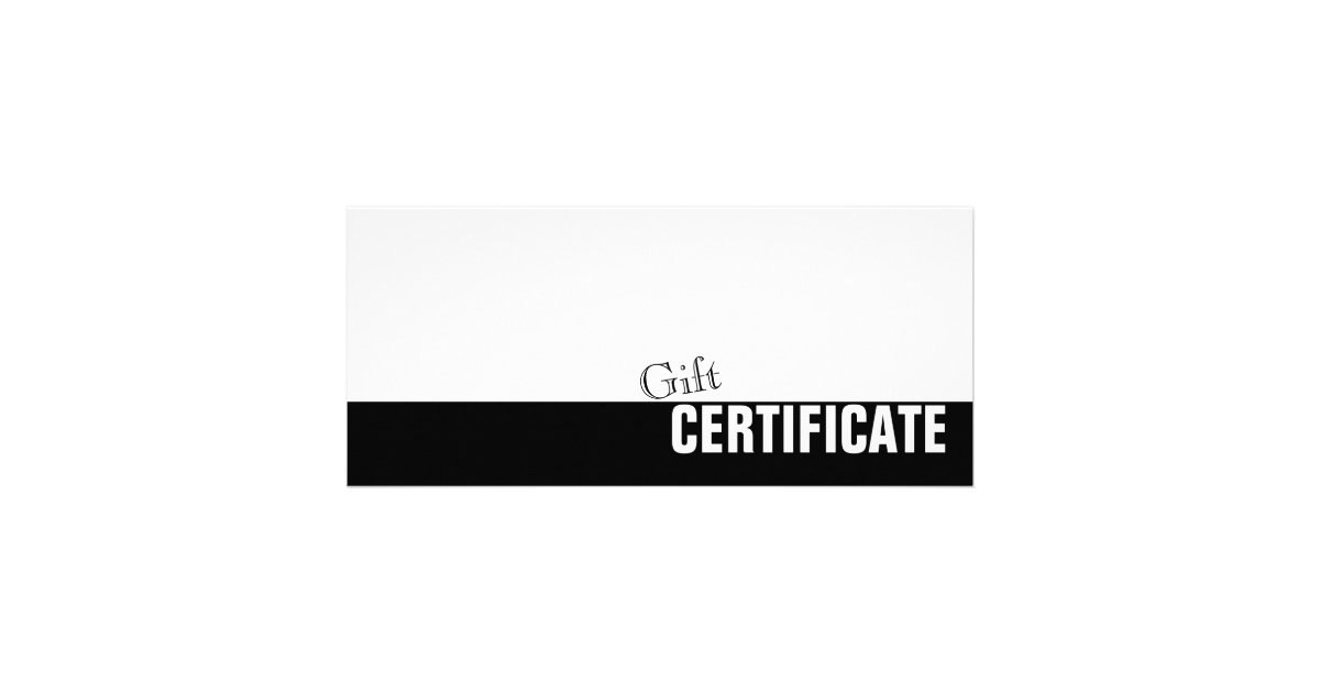 Simple Plain Black and White Gift Certificate Card | Zazzle