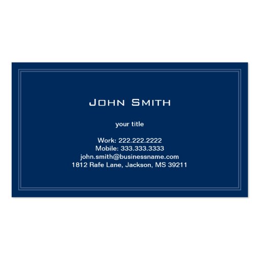 Simple Plain Blue Golf Club Business Card (back side)