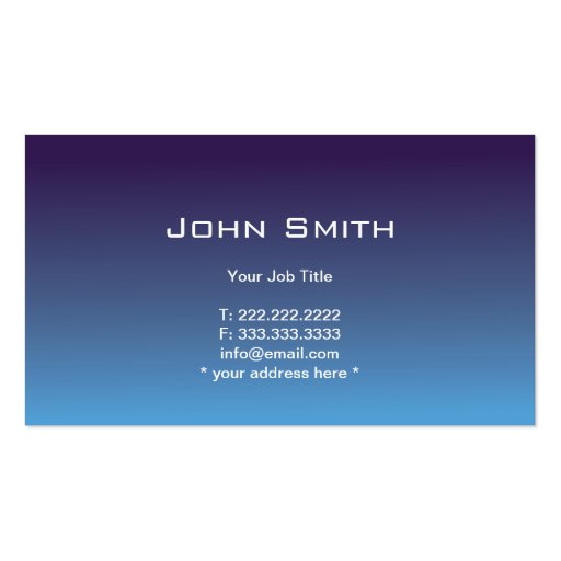 Simple Plain Blue Gradient Business card (back side)