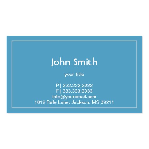 Simple Plain Blue Hummingbird Business card (back side)