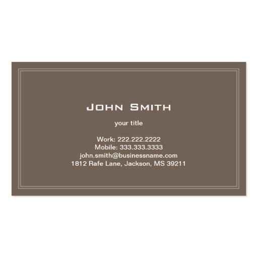 Simple Plain Brown Dining/Catering Business card (back side)