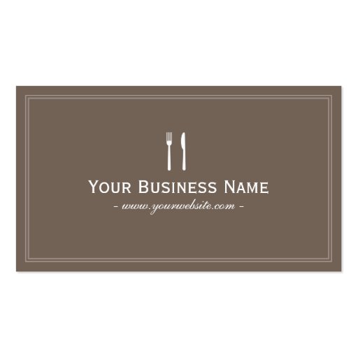 Simple Plain Brown Dining/Catering Business card (front side)