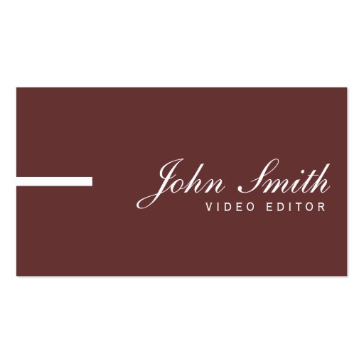 Simple Plain Brown Video Editor Business Card (front side)