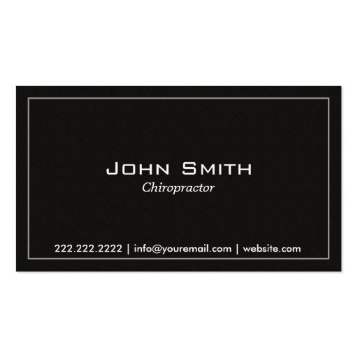 Simple Plain Dark Chiropractor Business Card (front side)