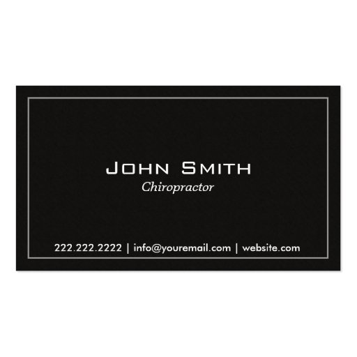 Simple Plain Dark Chiropractor Business Card