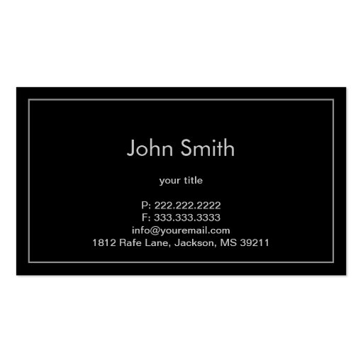 Simple Plain Dark Dining/Catering Business card (back side)