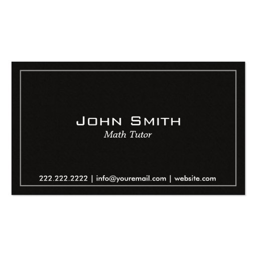 Simple Plain Dark Math Tutor Business Card (front side)