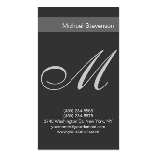 Simple Plain Grey Script Monogram Business Card