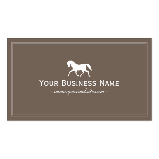 Simple Plain Horse Business Card (Brown) (front side)
