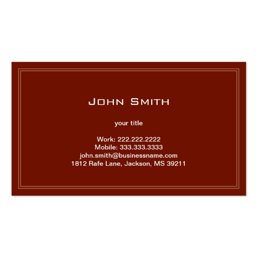 Simple Plain Horse Business Card (Red) (back side)