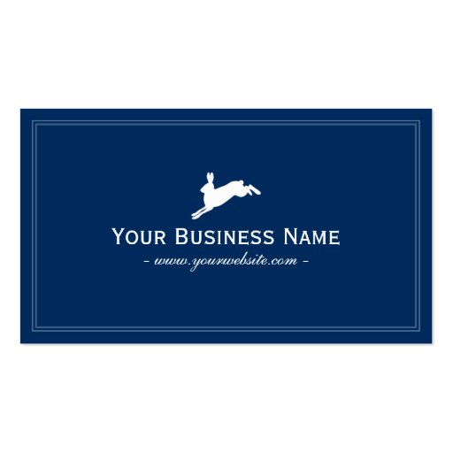 Simple Plain Jumping Rabbit Business Card (Blue) (front side)