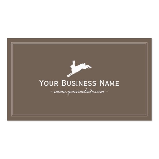 Simple Plain Jumping Rabbit Business Card (Brown) (front side)