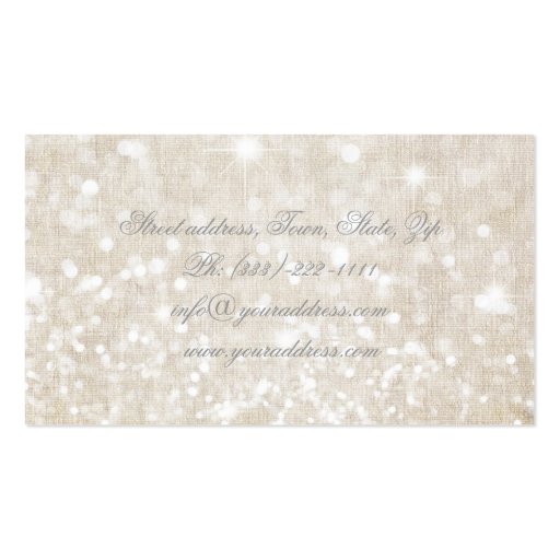 Simple Plain Linen Shimmering Business Card (back side)