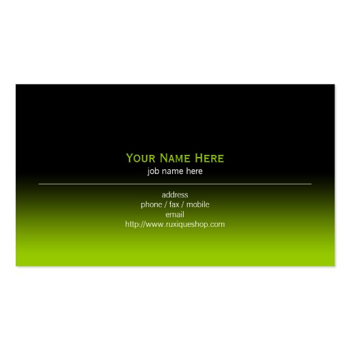 Simple Plain Modern Black & Lime Green Gradient Business Card Template (back side)