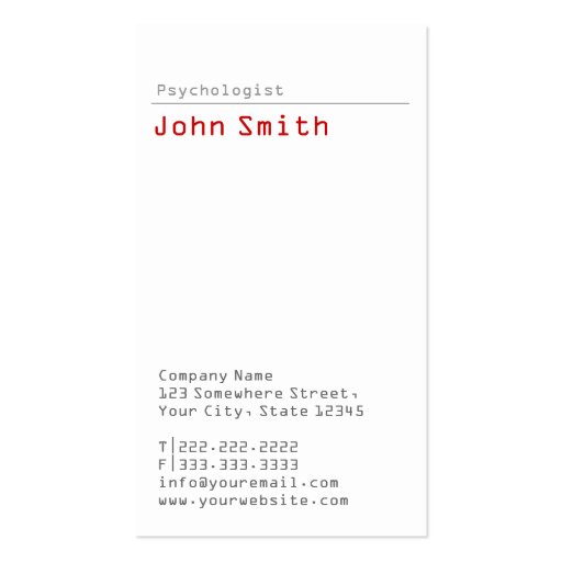 Simple Plain Psychologist Business Card (front side)