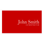 Simple Plain Red Interpreter Business Card