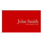 Simple Plain Red Songwriter Business Card