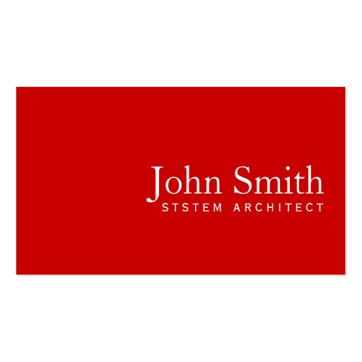 Simple Plain Red System Architect Business Card (front side)