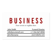 Simple Plain Red Title Funeral Business Card