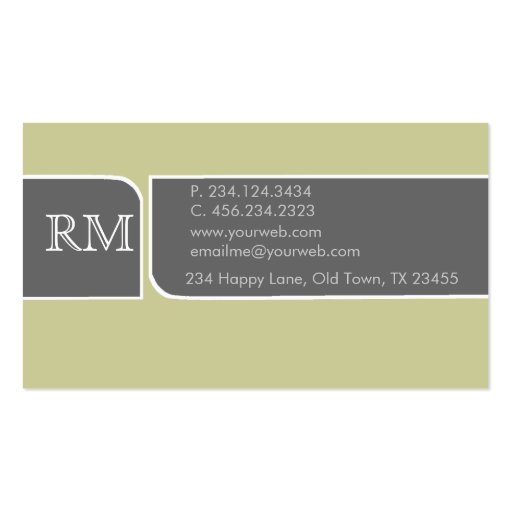 Simple Plain Sage Gray Business Card Template (back side)