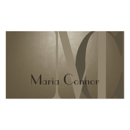 Simple Plain Sepia Pearl Custom Monogram Card Business Cards (front side)