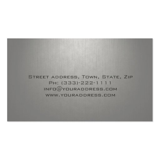 Simple Plain Silver Custom Monogram Card Business Card (back side)