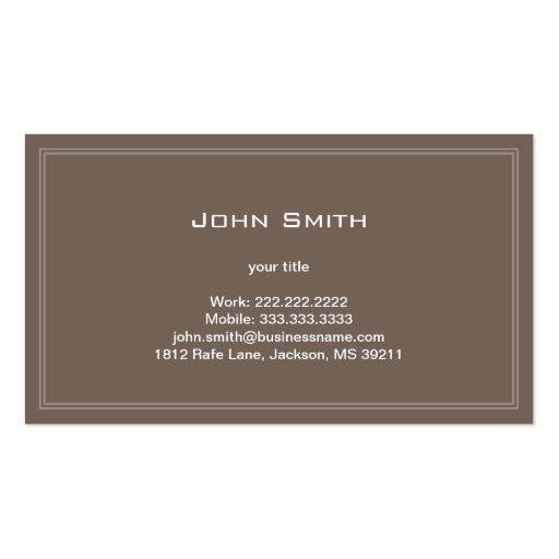 Simple Plain Silver Horse Business Card (Brown) (back side)