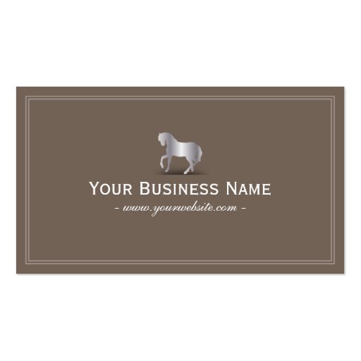 Simple Plain Silver Horse Business Card (Brown) (front side)