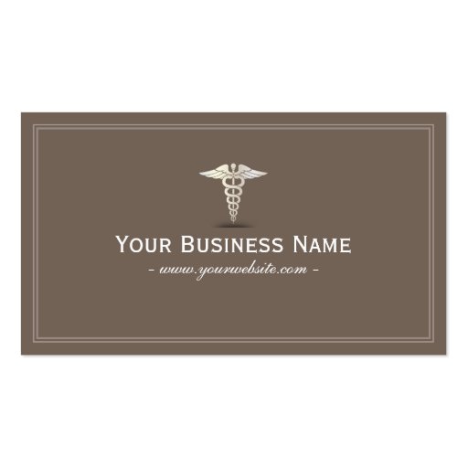 Simple Plain Silver Medical Symbol Business Card (front side)