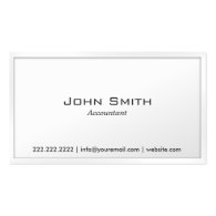 Simple Plain White Accountant Business Card