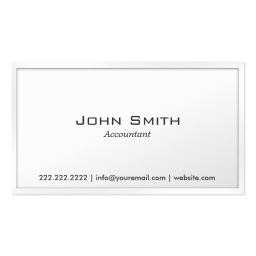 Simple Plain White Accountant Business Card (front side)