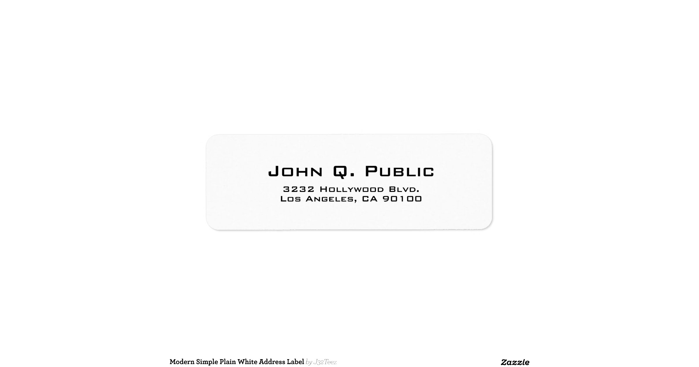 Simple Plain White Address Label Zazzle