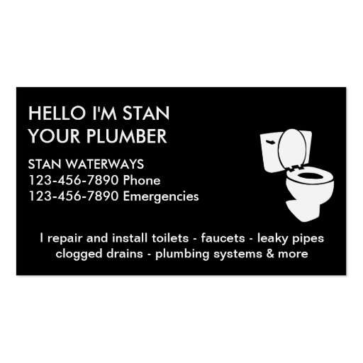 Simple Plumber Business Cards (front side)