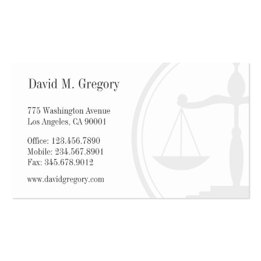 Simple Professional Attorney Lawyer Law Firm Business Card (back side)