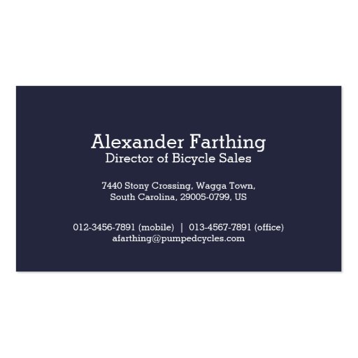 Simple professional bicycle business cards (back side)