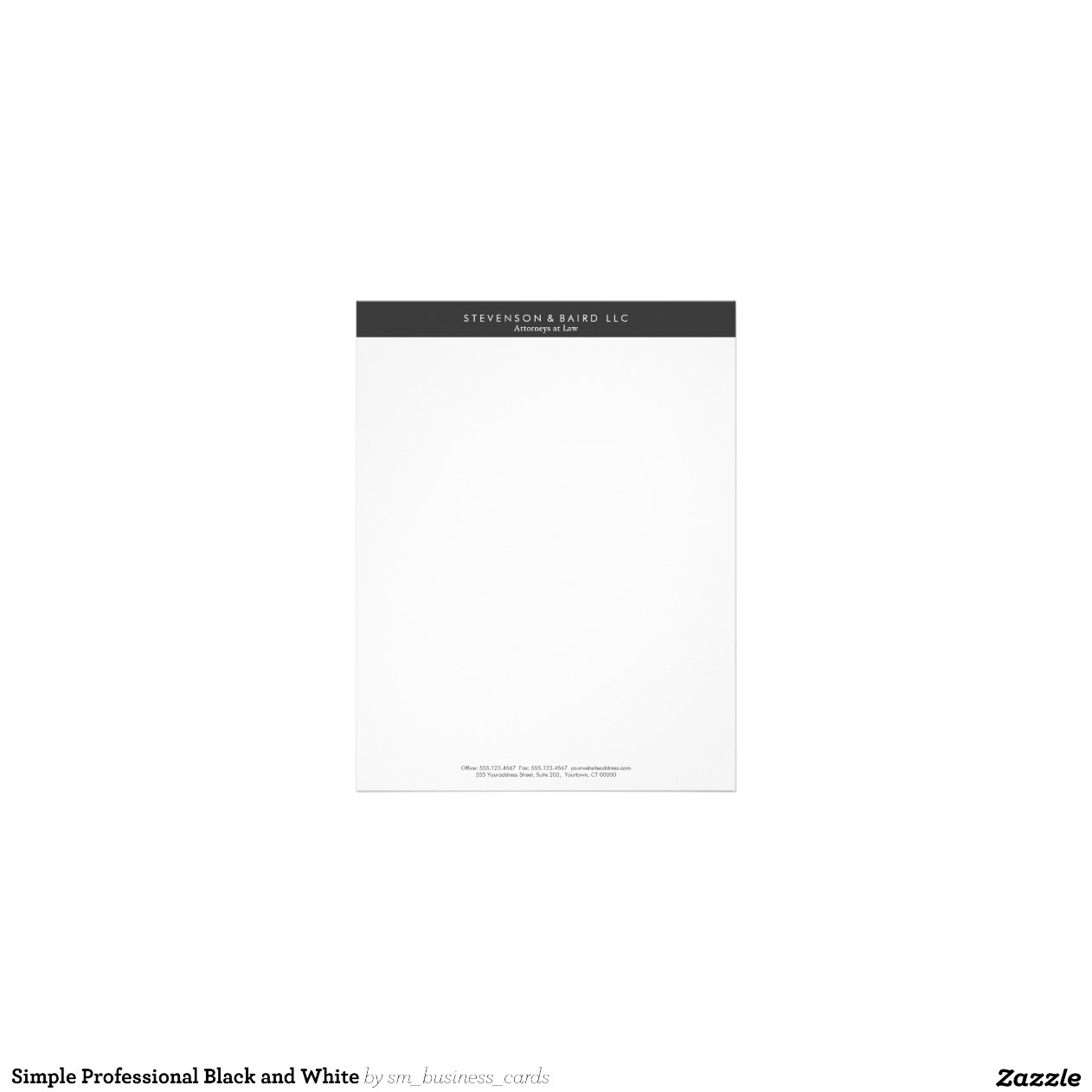 Simple Professional Black and White Letterhead Template Zazzle