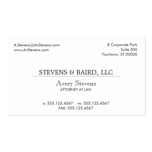 Simple Professional Corporate Classic White Business Card (front side)