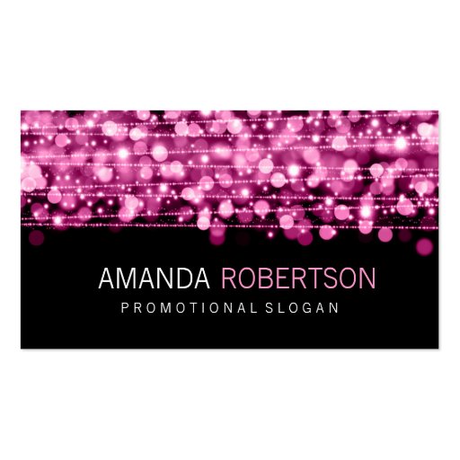 Simple Professional Pink Lights & Sparkles Business Cards (front side)