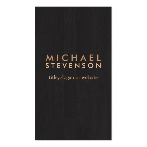 Simple Professional Wood Grain Look Black Business Card Templates (front side)
