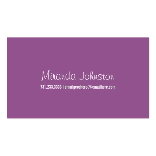 Simple Purple Design Calling Cards Business Cards (front side)