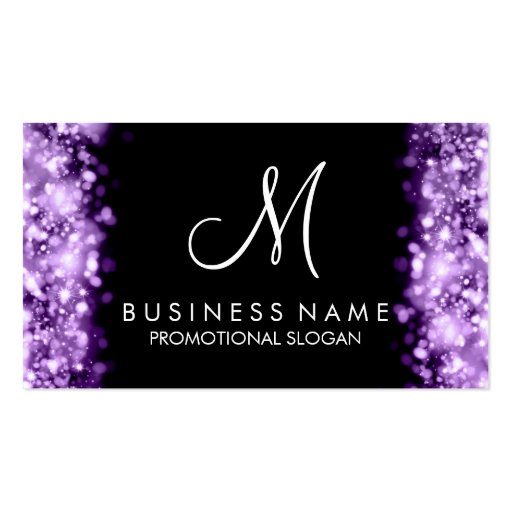Simple Purple Lights Monogram Business Cards (front side)