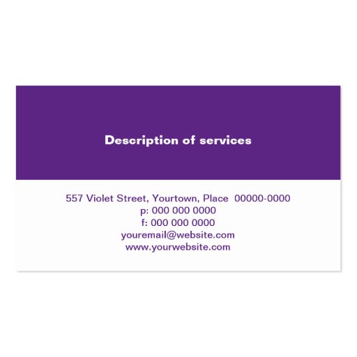 Simple Purple Panel Business Card (back side)