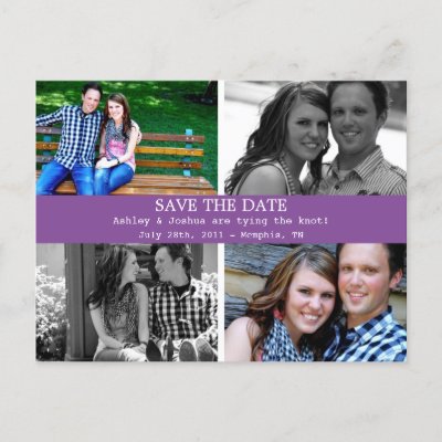 Simple Purple Photo Save The Date Post Cards