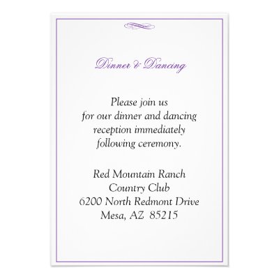 Simple Purple Wedding Enclosure Accommodation Card Personalized Invite