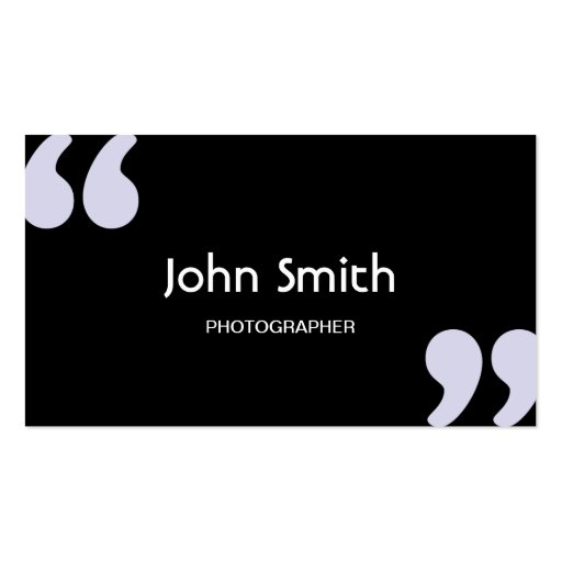 Simple Quotation Marks Black Business Card (front side)