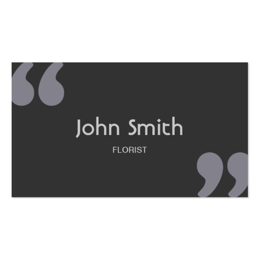 Simple Quotation Marks Florist Business Card (front side)