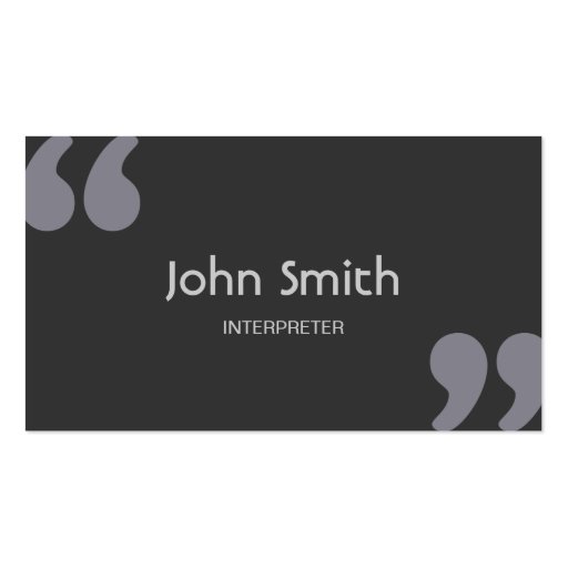 Simple Quotation Marks Interpreter Business Card (front side)