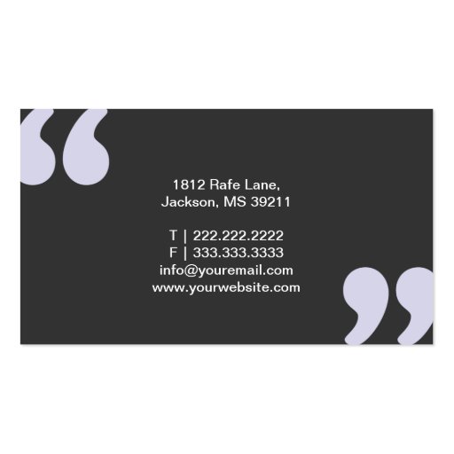Simple Quote Marks Attorney/Lawyer Business Card (back side)