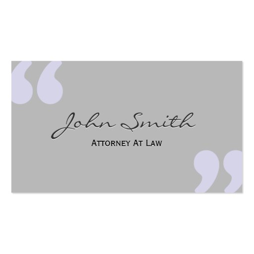 Simple Quote Marks Attorney/Lawyer Business Card (front side)
