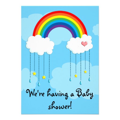 Simple rainbow baby shower personalized invites | Zazzle